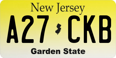 NJ license plate A27CKB