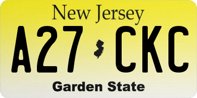 NJ license plate A27CKC