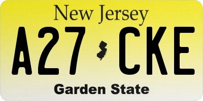 NJ license plate A27CKE