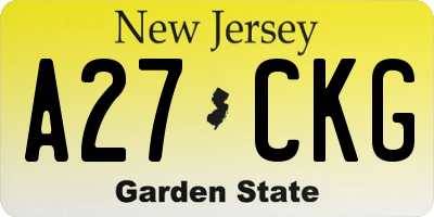 NJ license plate A27CKG