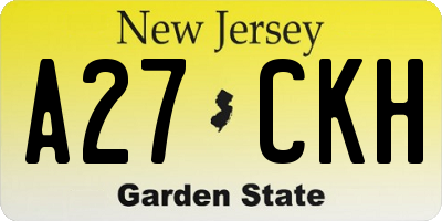 NJ license plate A27CKH