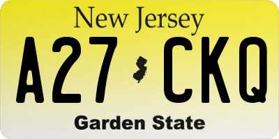 NJ license plate A27CKQ