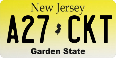 NJ license plate A27CKT