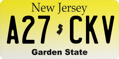 NJ license plate A27CKV