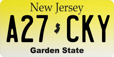 NJ license plate A27CKY
