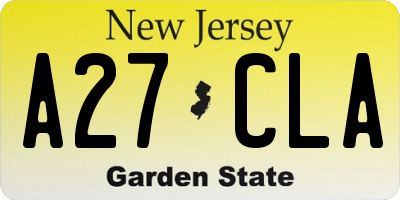 NJ license plate A27CLA