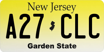 NJ license plate A27CLC