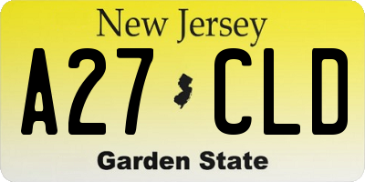 NJ license plate A27CLD