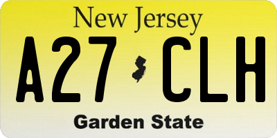 NJ license plate A27CLH