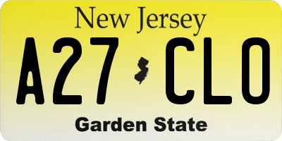 NJ license plate A27CLO