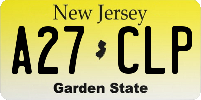 NJ license plate A27CLP