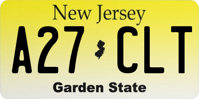 NJ license plate A27CLT