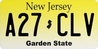 NJ license plate A27CLV
