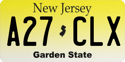 NJ license plate A27CLX