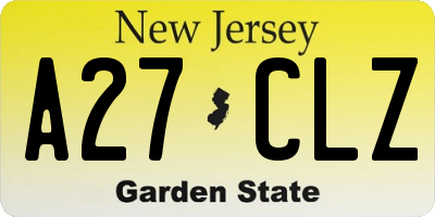 NJ license plate A27CLZ
