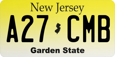 NJ license plate A27CMB