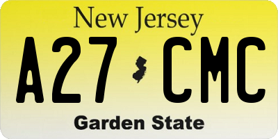 NJ license plate A27CMC