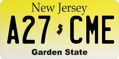 NJ license plate A27CME