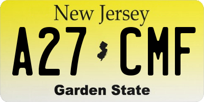 NJ license plate A27CMF