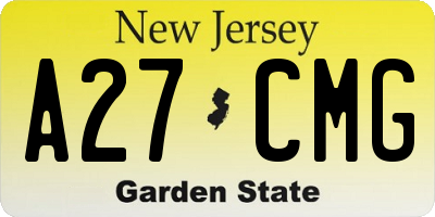 NJ license plate A27CMG
