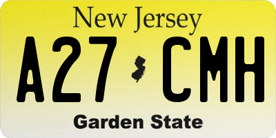 NJ license plate A27CMH