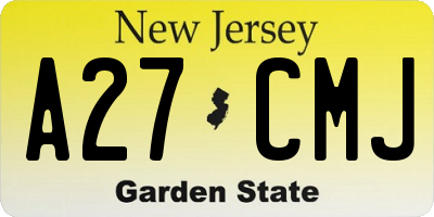 NJ license plate A27CMJ