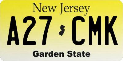 NJ license plate A27CMK