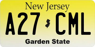 NJ license plate A27CML