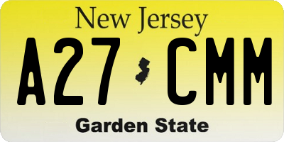 NJ license plate A27CMM