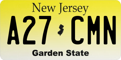NJ license plate A27CMN