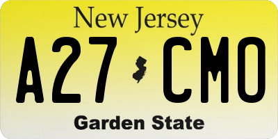 NJ license plate A27CMO