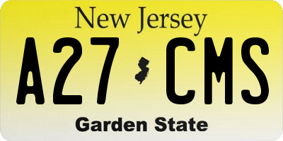 NJ license plate A27CMS