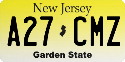 NJ license plate A27CMZ