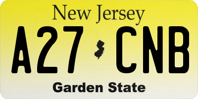 NJ license plate A27CNB