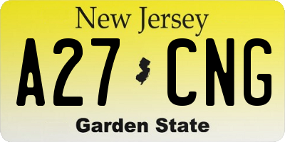 NJ license plate A27CNG