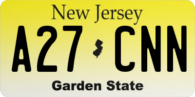 NJ license plate A27CNN