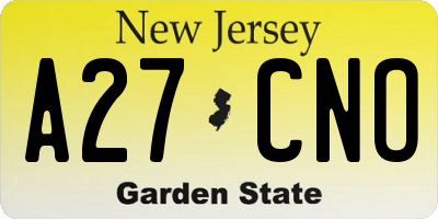 NJ license plate A27CNO