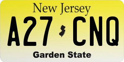 NJ license plate A27CNQ