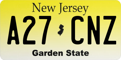 NJ license plate A27CNZ
