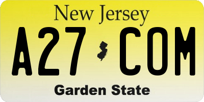 NJ license plate A27COM