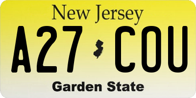 NJ license plate A27COU