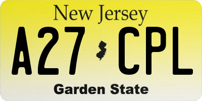 NJ license plate A27CPL