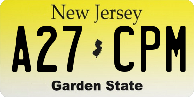 NJ license plate A27CPM
