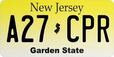 NJ license plate A27CPR