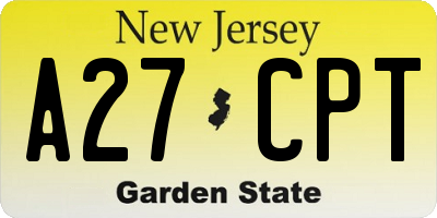 NJ license plate A27CPT