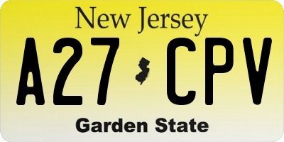 NJ license plate A27CPV