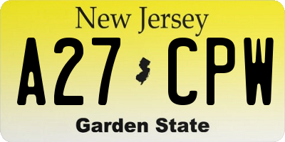 NJ license plate A27CPW