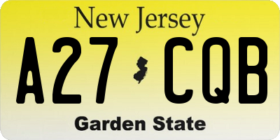 NJ license plate A27CQB