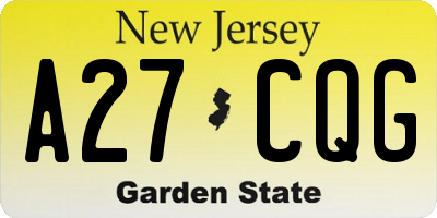 NJ license plate A27CQG