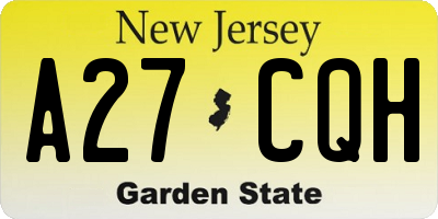 NJ license plate A27CQH